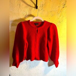 J.Crew sweater lovely red color, would be perfect for the holiday season. XS